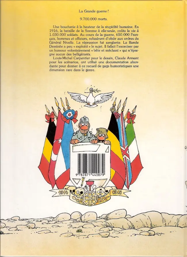 Verso de l'album Humour en tranch(é)es