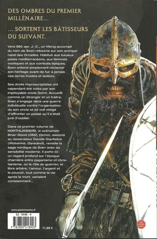 Verso de l'album Northlanders Tome 1 Sven le revenant (1)