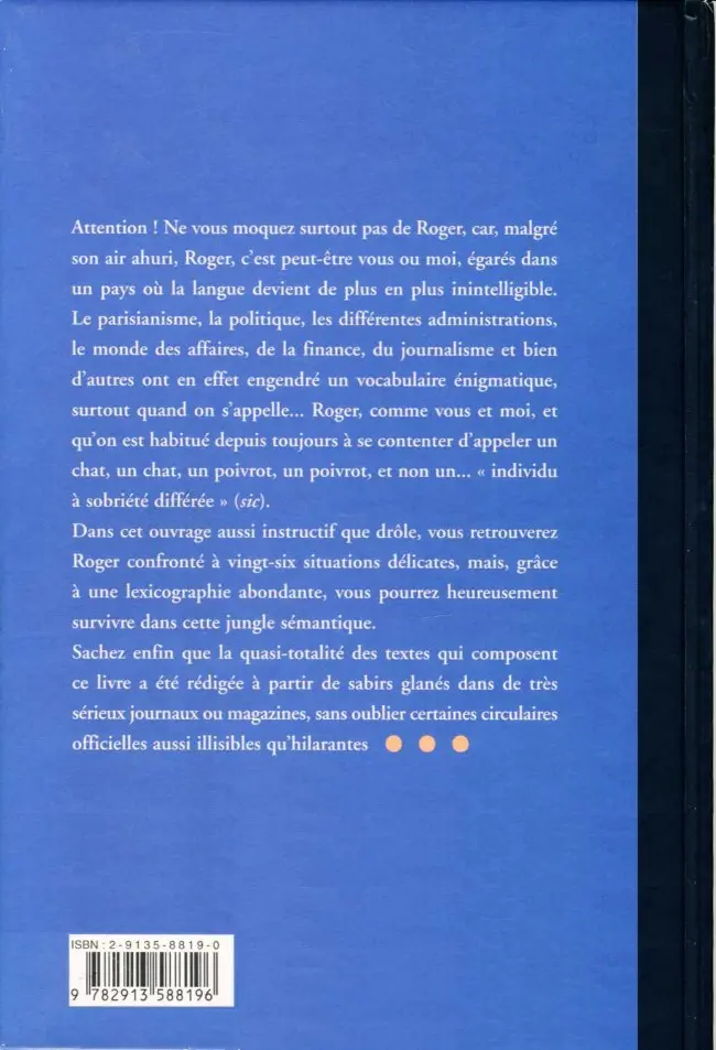 Verso de l'album Roger au pays des mots