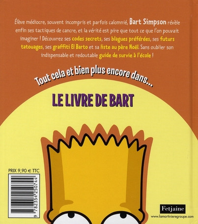 Verso de l'album Simpson Le Livre de Bart