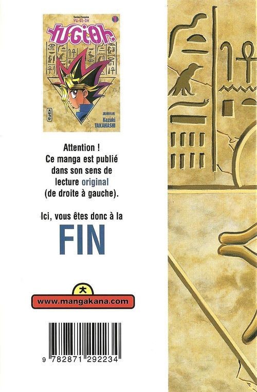 Verso de l'album Yu-Gi-Oh ! 1 Le puzzle des dieux