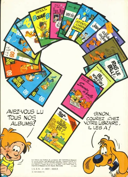 Verso de l'album Boule & Bill Tome 4 60 gags de Boule et Bill