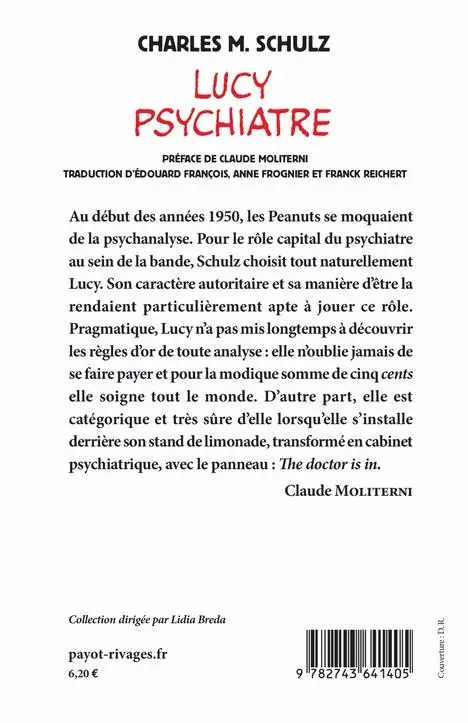 Verso de l'album Peanuts Tome 2 Lucy psychiatre