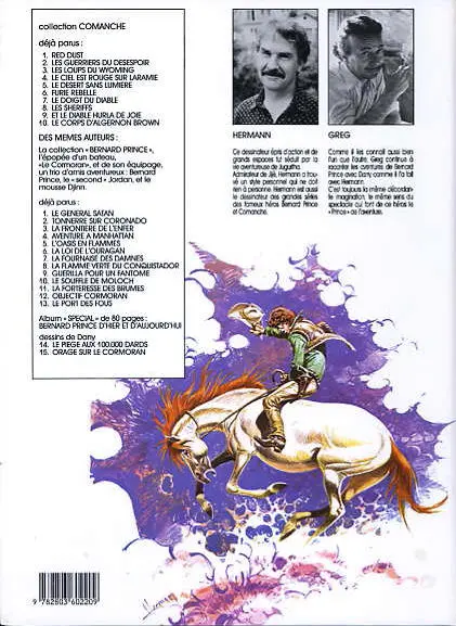 Verso de l'album Comanche Tome 6 Furie rebelle