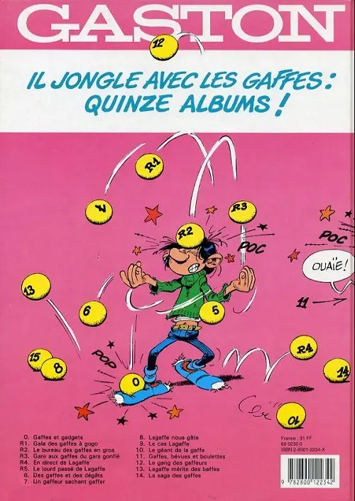 Verso de l'album Gaston Tome 6 Des gaffes et des dégâts