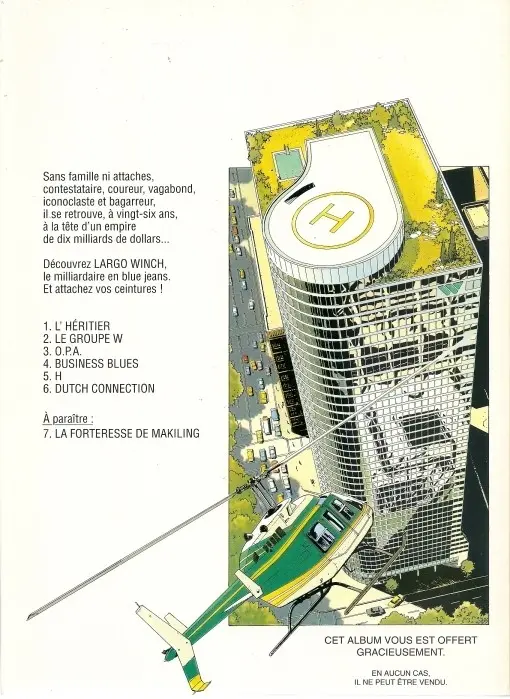 Verso de l'album Largo Winch Tome 1 L'héritier