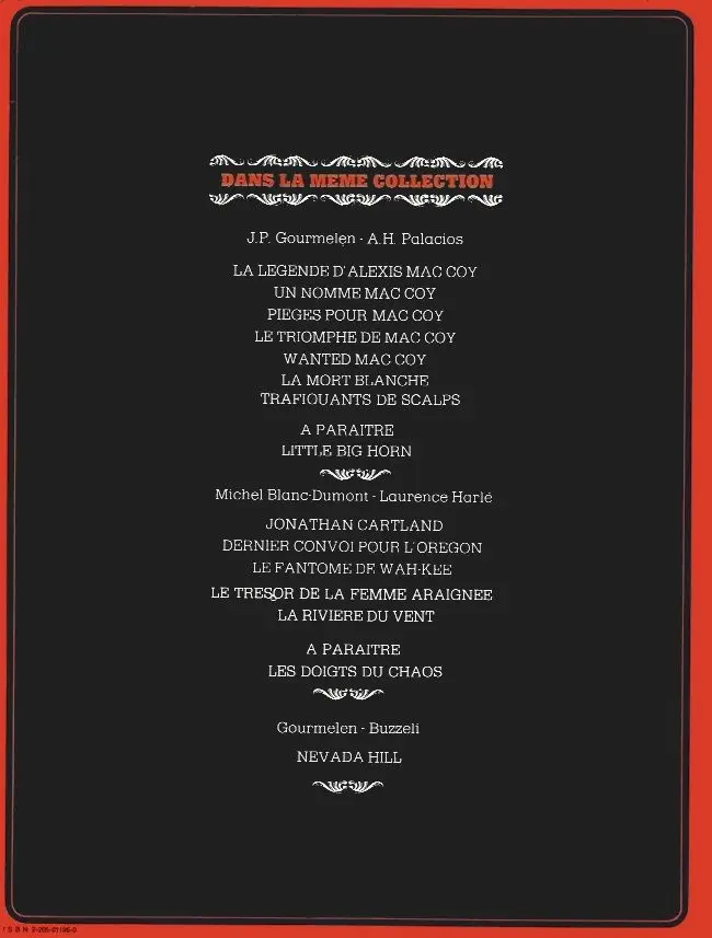 Verso de l'album Mac Coy Tome 7 Trafiquants de scalps