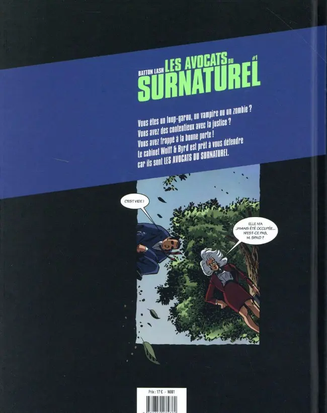 Verso de l'album Les Avocats du surnaturel #1