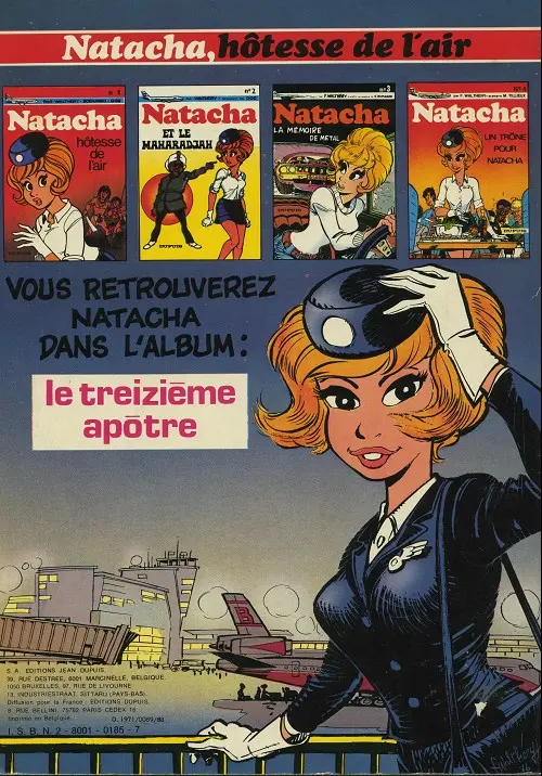 Verso de l'album Natacha Tome 1 Hôtesse de l'air