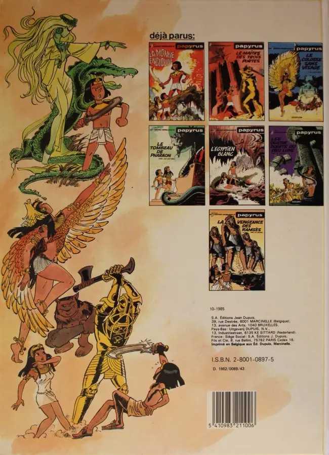 Verso de l'album Papyrus Tome 5 L'égyptien blanc