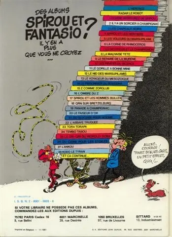 Verso de l'album Spirou et Fantasio Tome 1 4 aventures de Spirou ...et Fantasio