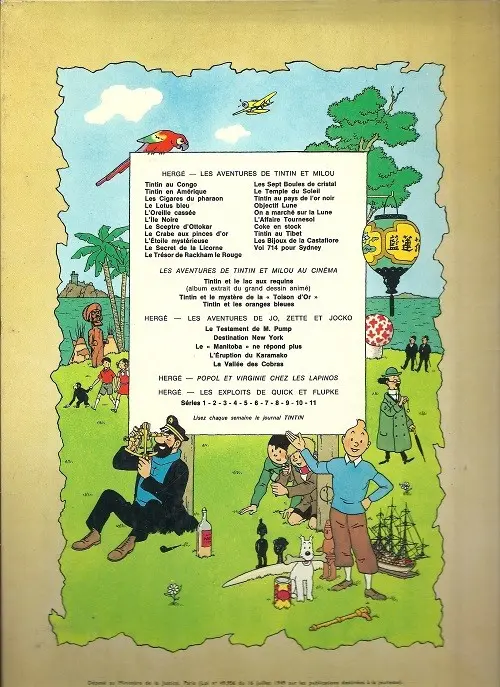 Verso de l'album Tintin Tome 4 Les cigares du pharaon
