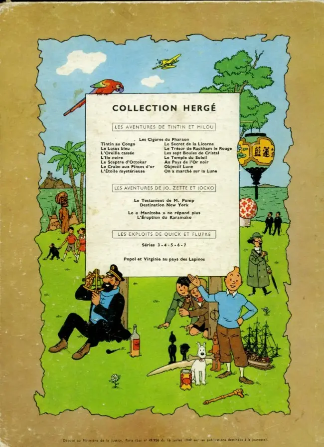 Verso de l'album Tintin Tome 7 L'île noire