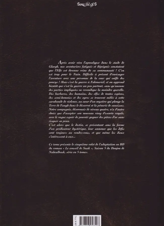 Verso de l'album Le Donjon de Naheulbeuk Tome 18 Cinquième saison, partie 5