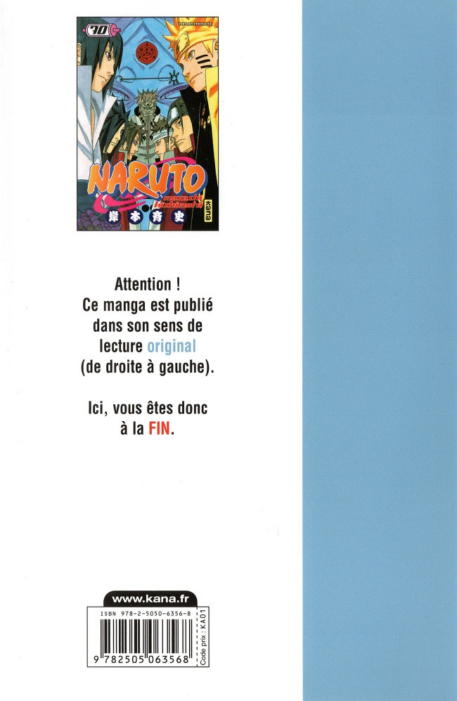 Verso de l'album Naruto 70 Naruto et l'ermite Rikudô