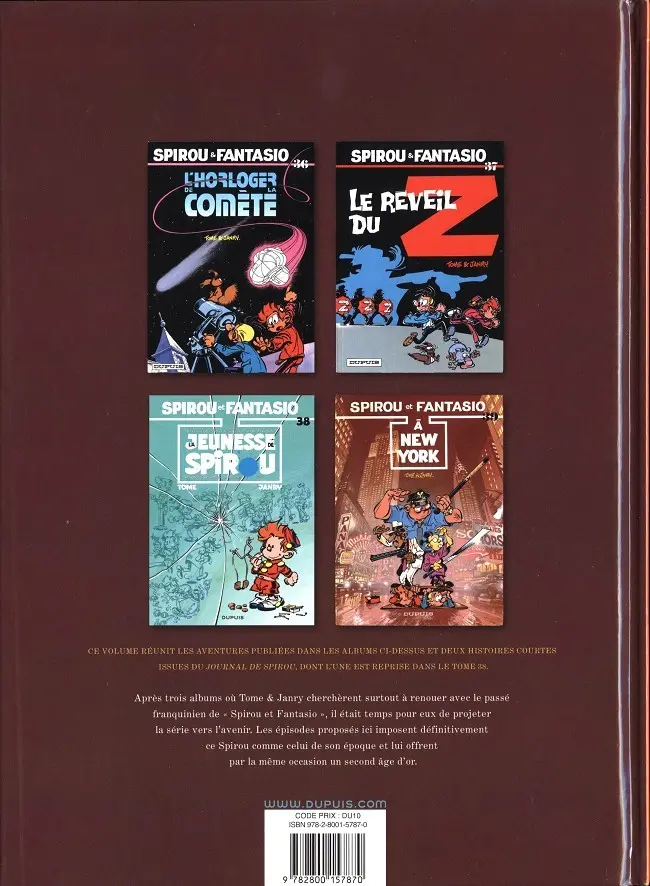 Verso de l'album Spirou et Fantasio - Intégrale Dupuis 2 Tome 14 1984-1987