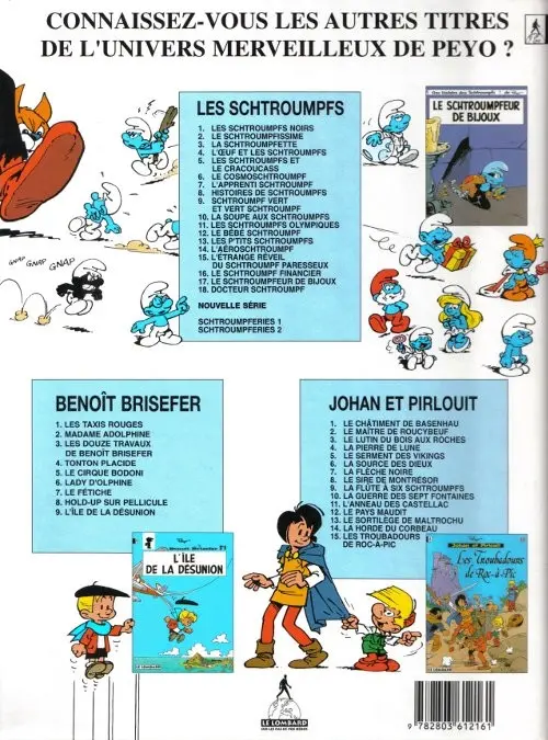 Verso de l'album Les Schtroumpfs Tome 18 Docteur Schtroumpf