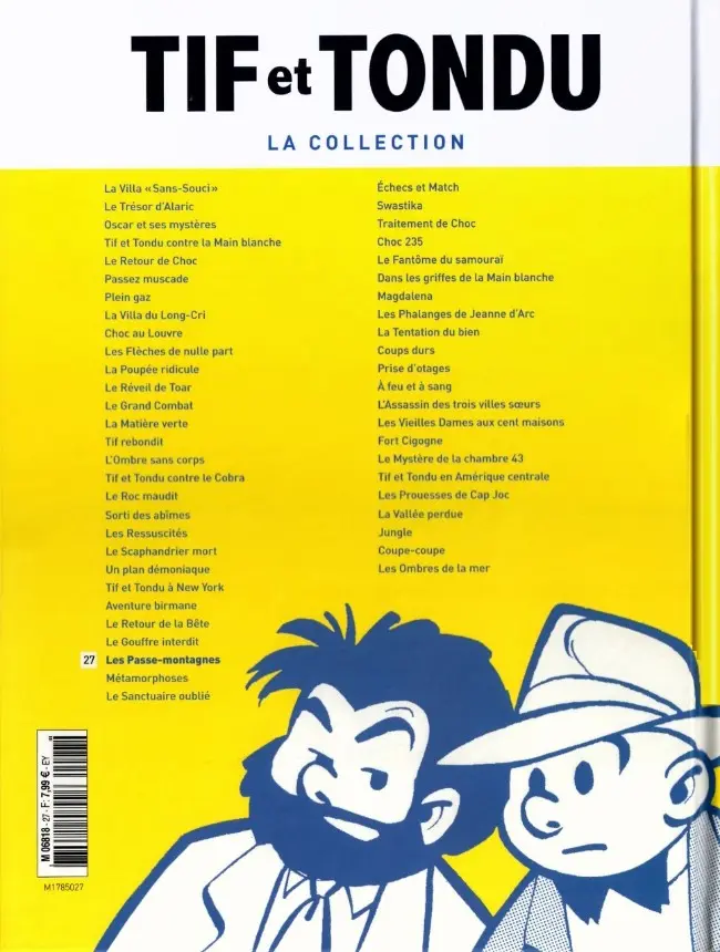 Verso de l'album Tif et Tondu La collection Tome 27 Les Passe-Montagnes