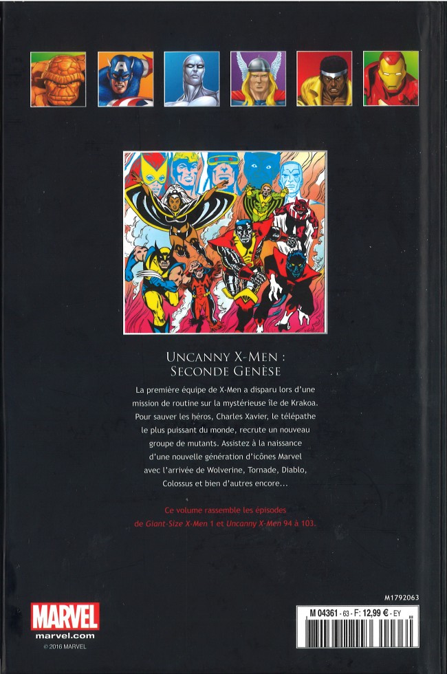 Verso de l'album Marvel Comics - La collection de référence Tome 63 Uncanny X-Men - Seconde Genèse