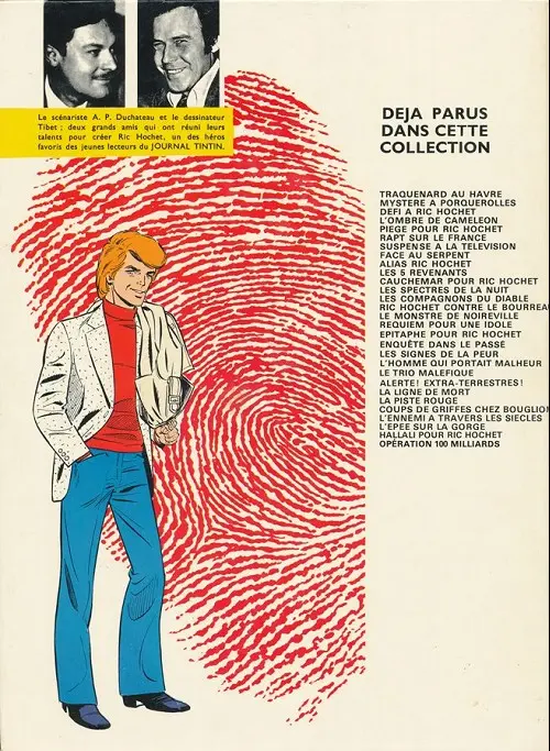 Verso de l'album Ric Hochet Tome 19 Les signes de la peur