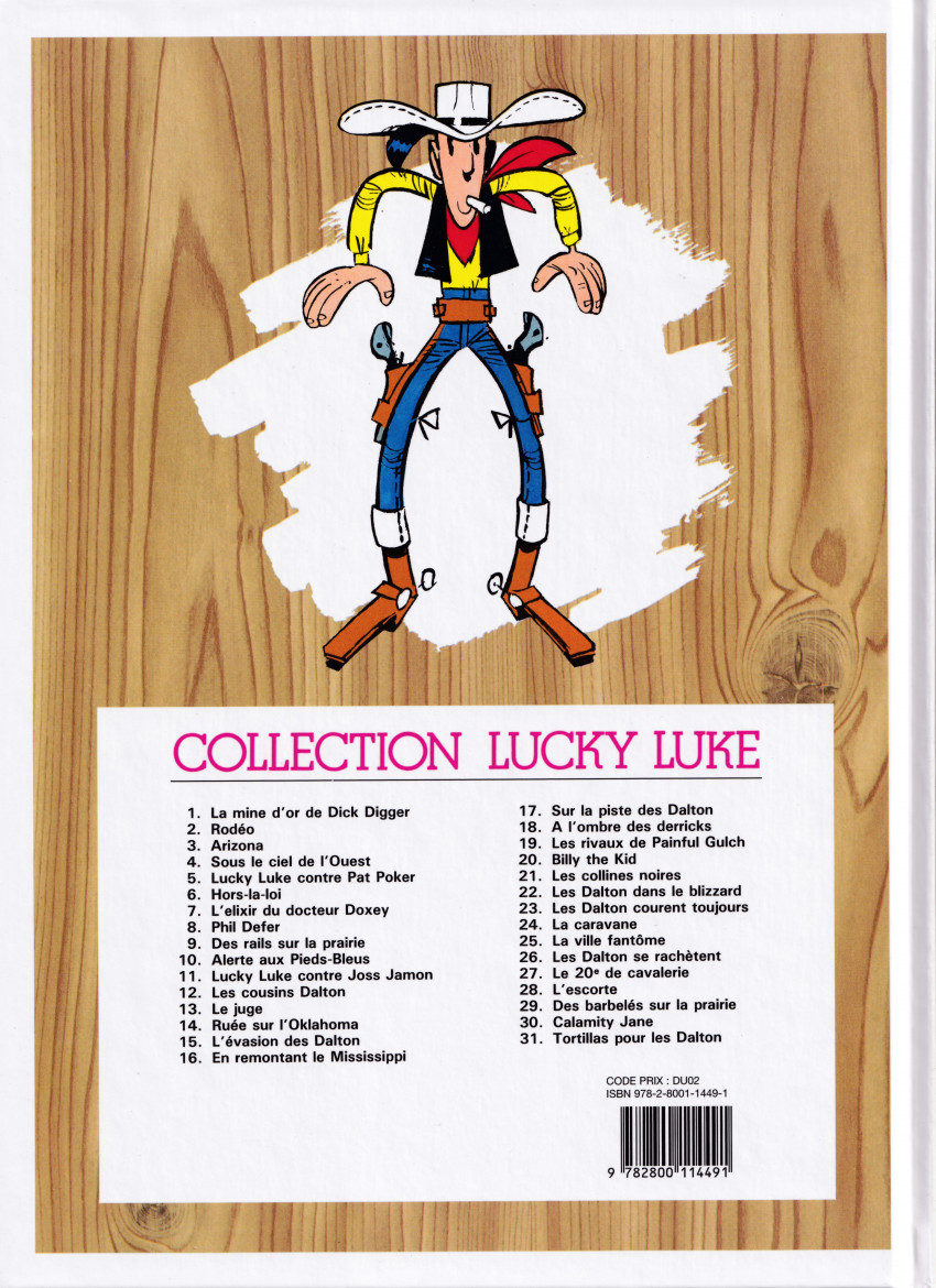 Verso de l'album Lucky Luke Tome 9 Des rails sur la prairie