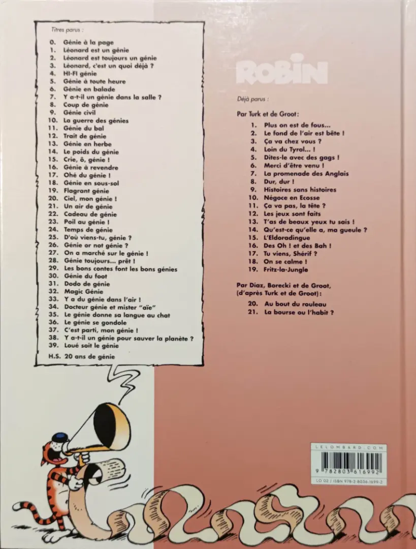 Verso de l'album Léonard Tome 1 Léonard est un génie