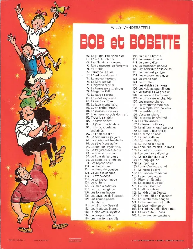 Verso de l'album Bob et Bobette Tome 155 Le secret d'Ubasti