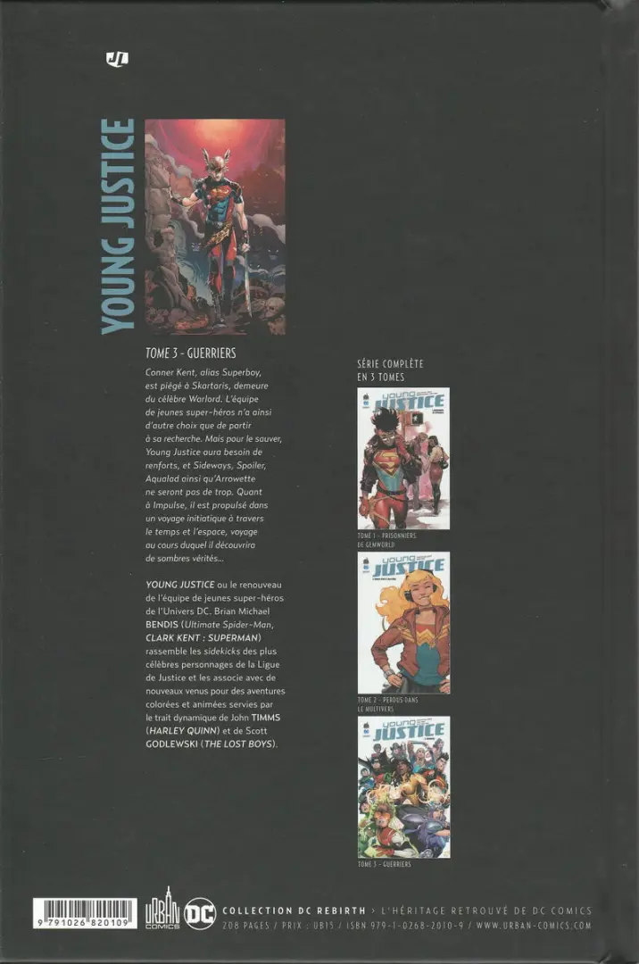 Verso de l'album Young Justice 3 Guerriers
