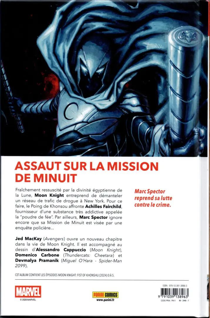 Verso de l'album Moon Knight - Le point de Khonsou 1 Vengeance et Paillettes