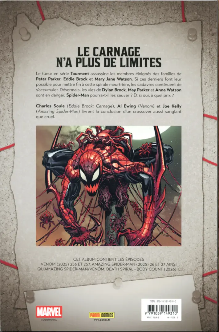 Verso de l'album Spider-man/Venom - Death Spiral 02/02
