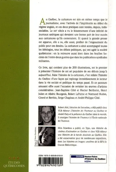 Verso de l'album Histoire de la caricature au Québec
