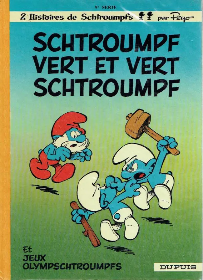 Couverture de l'album Les Schtroumpfs Tome 9 Schtroumpf vert et vert schtroumpf