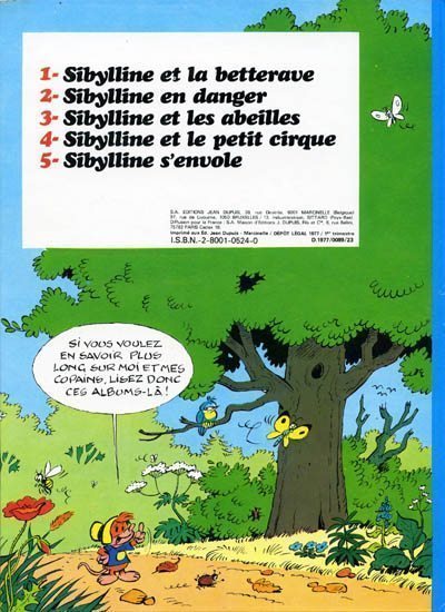 Verso de l'album Sibylline - Dupuis Tome 6 Sibylline et les cravates noires