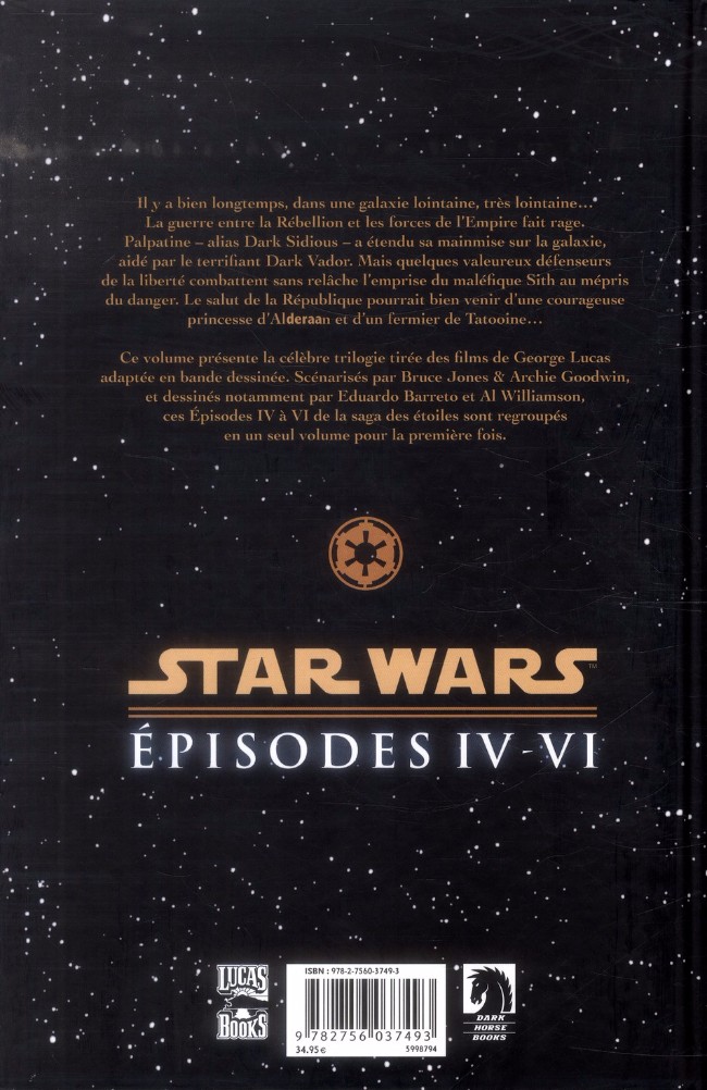 Verso de l'album Star Wars Épisodes IV - VI