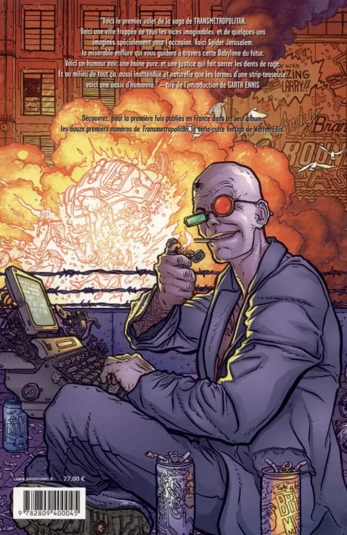 Verso de l'album Transmetropolitan Tome 1 Le come-back du siècle