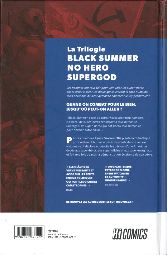 Verso de l'album La Trilogie Black Summer No Hero Supergod