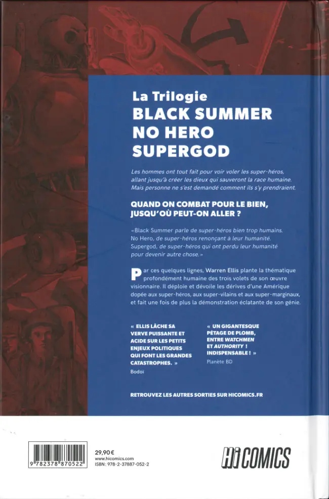 Verso de l'album La Trilogie Black Summer No Hero Supergod