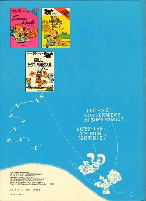 Verso de l'album Boule & Bill Tome 4 60 gags de Boule et Bill