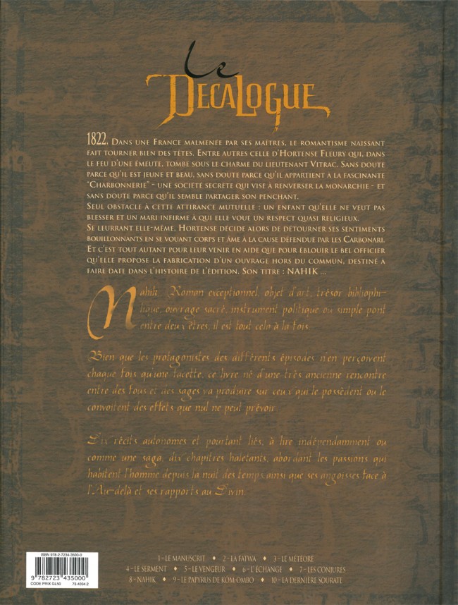 Verso de l'album Le Décalogue Tome 7 Les conjurés