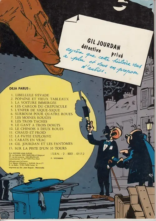 Verso de l'album Gil Jourdan Tome 2 Popaïne et vieux tableaux