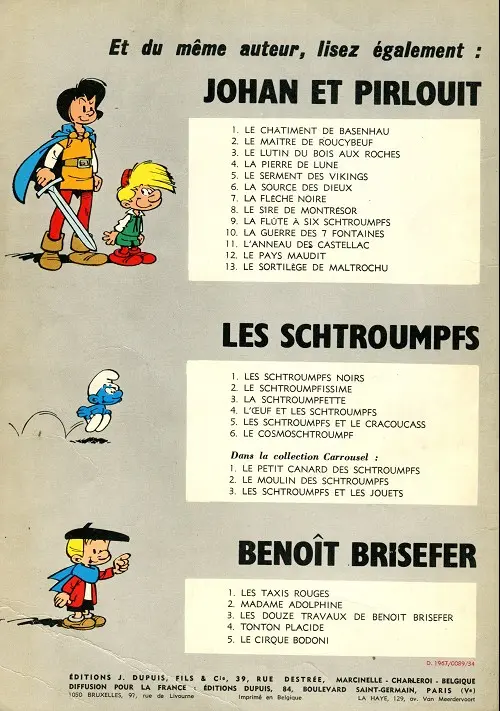 Verso de l'album Johan et Pirlouit Tome 5 Le serment des vikings