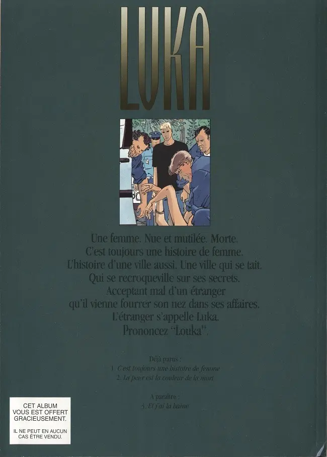 Verso de l'album Luka Tome 1 C'est toujours une histoire de femme