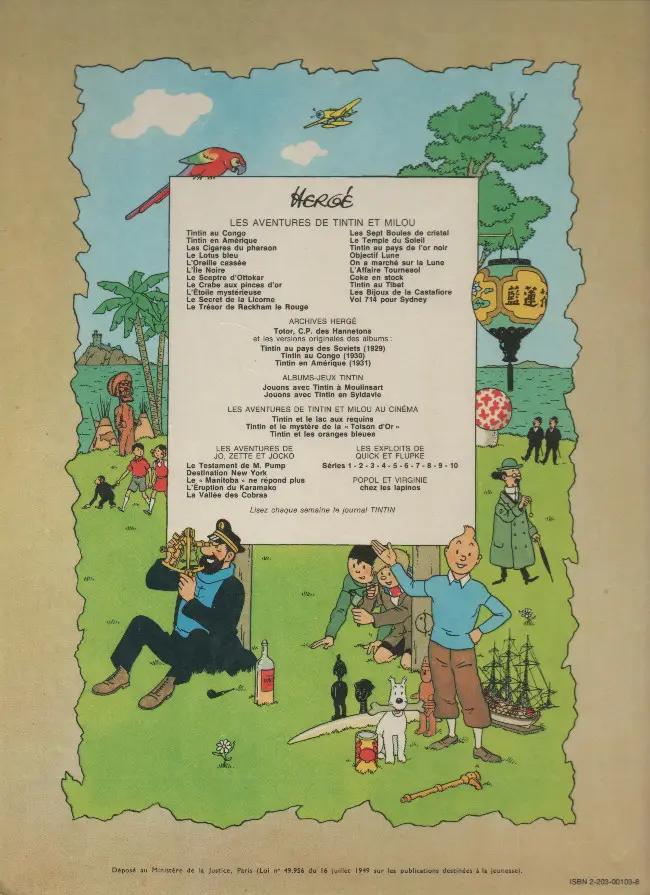 Verso de l'album Tintin Tome 4 Les cigares du pharaon