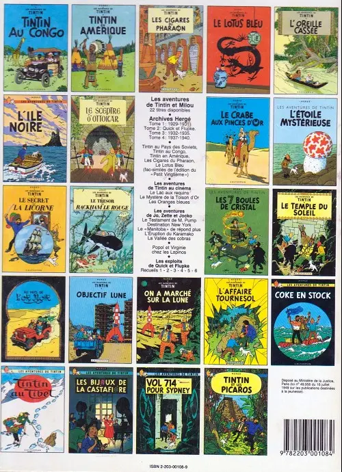 Verso de l'album Tintin Tome 9 Le crabe aux pinces d'or