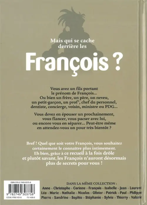 Verso de l'album L'Encyclopédie des prénoms en BD Tome 19 François