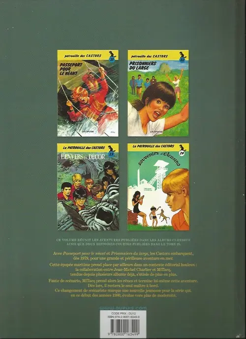 Verso de l'album La Patrouille des Castors L'Intégrale 6 1978-1983