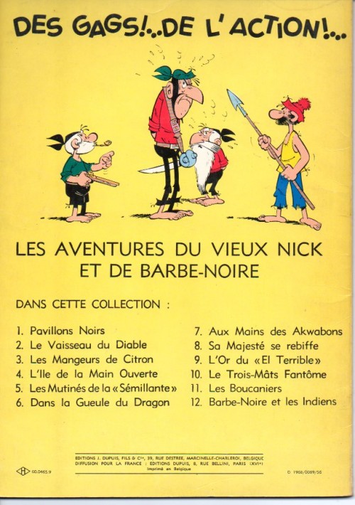 Verso de l'album Le Vieux Nick et Barbe-Noire Tome 12 Barbe-Noire et les indiens