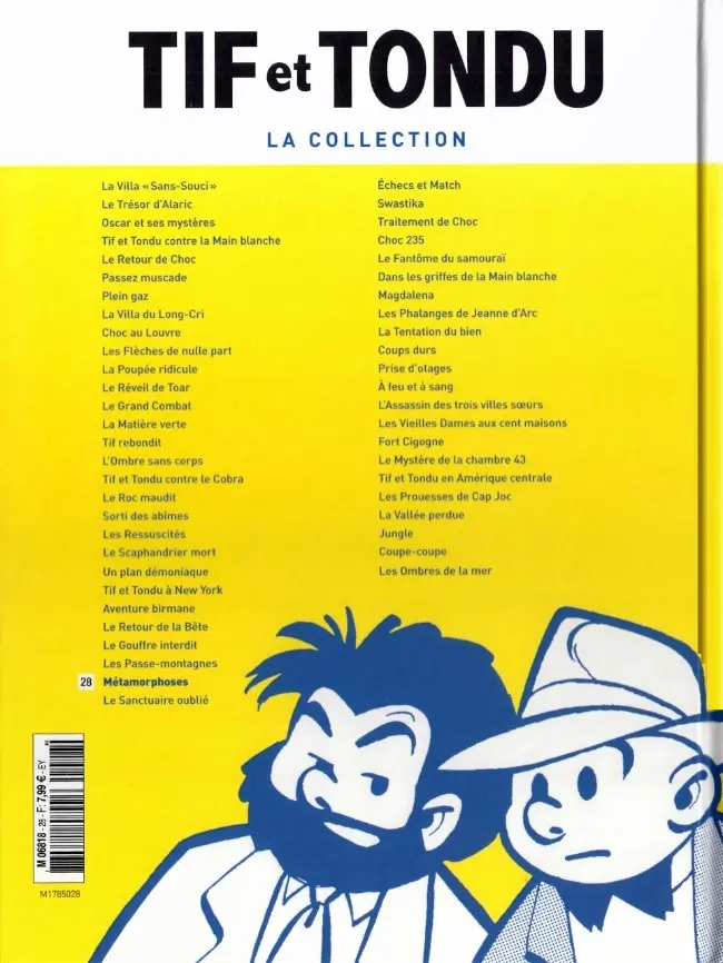Verso de l'album Tif et Tondu La collection Tome 28 Métamorphoses