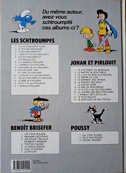 Verso de l'album Johan et Pirlouit Tome 6 La source des dieux