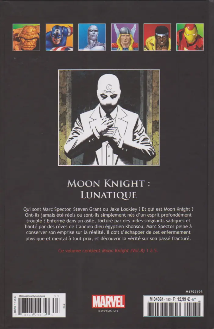 Verso de l'album Marvel Comics - La collection de référence Tome 193 Moon Knight : Lunatique